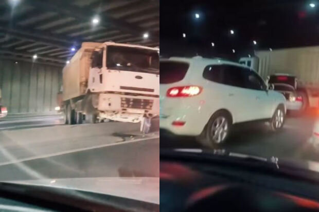 Bakıda zəncirvari qəza: Yol bağlandı - VİDEO