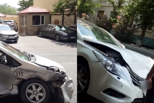 Bakıda taksinin iştirakı ilə yol-nəqliyyat hadisəsi baş verib - VİDEO