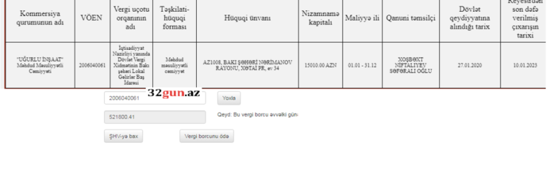 İcra Başçısı Aqil Nəzərlinin nümayəndəsi külli miqdarda vergi borcu olan şirkəti tenderin qalibi seçdi