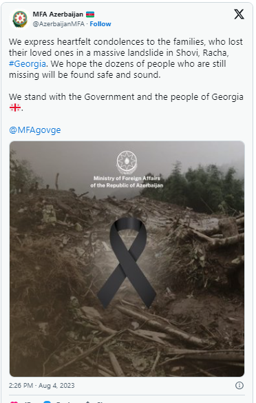 Azərbaycan XİN Gürcüstana başsağlığı verib - FOTO