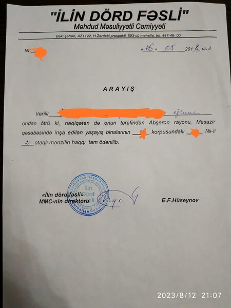 "İDF" tikinti şirkəti MMC, MTK-ya necə çevrildi? – Masazırdakı "Yeni Bakı" yaşayış kompleksində bir qəbz, bir müqavilə, 4 sənəd