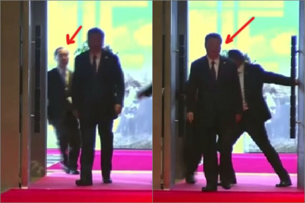 Çin sədrinin köməkçisinin bir saniyə gecikməsi ona baha başa gəldi - VİDEO