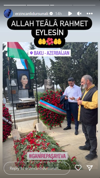 Türkiyəli aktyor Qənirə Paşayevanın məzarını ziyarət etdi - FOTO