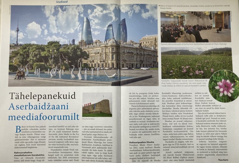 Estoniyalı jurnalist Şuşa Qlobal Media Forumundan yazıb