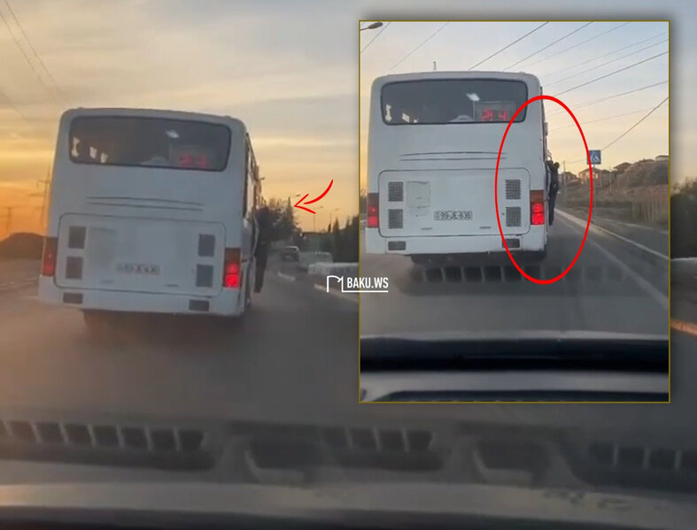 Bakıda sərnişinlərin həyatını heçə sayan daha bir avtobus sürücüsü - VIDEO