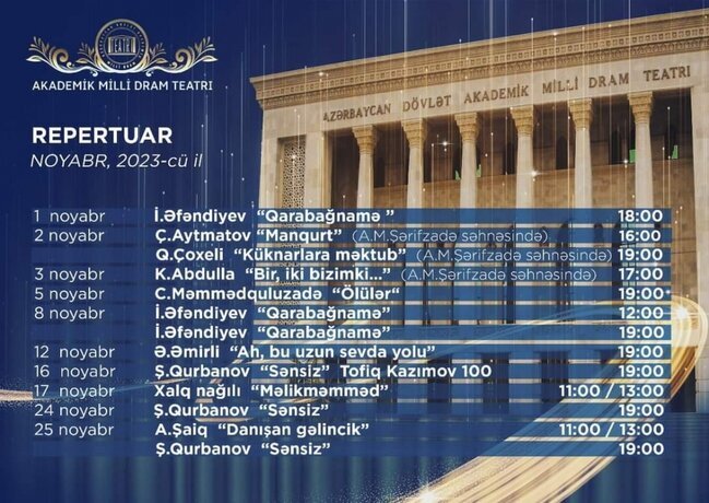"Azdrama"nın noyabr repertuarı açıqlandı