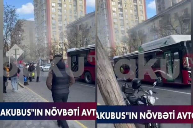 Bakıda marşrut avtobusu yandı - AÇIQLAMA - VİDEO