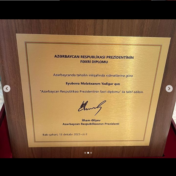Mələkxanım Eyubova təltif edildi - FOTO