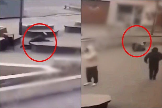 Güclü külək yoldan keçənləri yerə yıxdı: Qasırğalı havadan görüntülər - VİDEO