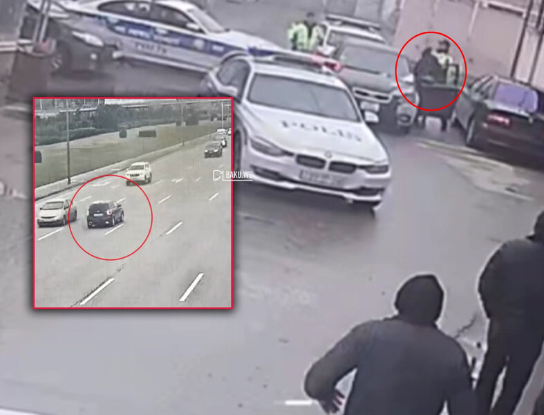Bakını bir-birinə qatan sürücünün saxlanılma anı - 3 DYP maşını belə sıxışdırdı - VİDEO