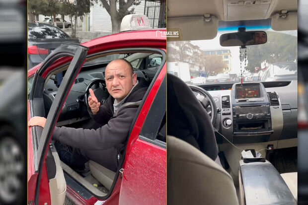 Bakıda taksi sürücüsündən sərnişinə qarşı hörmətsizlik: "Anan özünü apara bilmir" - VİDEO