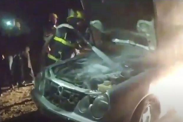 Hacıqabulda avtomobil yanıb - VİDEO