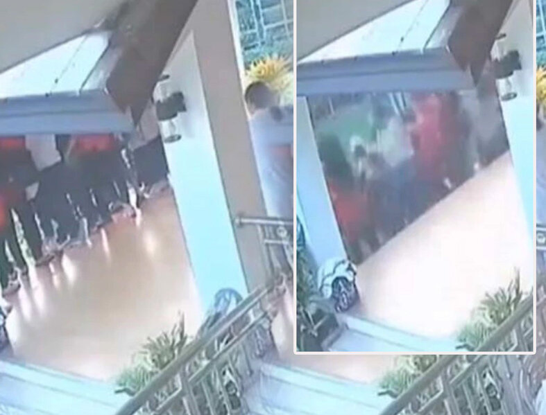 Selfi çəkdirən 13 qadının dayandığı eyvan çökdü - FOTO/VİDEO