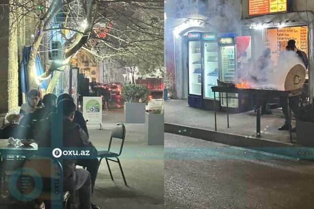 Bakıda kafe sahibi səkini zəbt etdi - FOTO/VİDEO