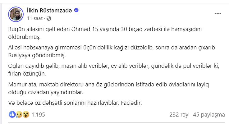 Əhməd əvvəllər də adam bıçaqlayıb?