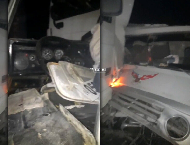 Bakı-Qazax yolunda zəncirvari QƏZA - Yük maşınları bir-birinə çırpıldı - VİDEO