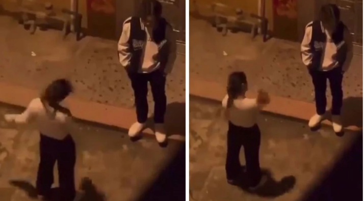 "TikTok"da GÜNDƏM oldu: Sevgilisi ilə mübahisə edən qız küçənin ortasında özünü sillələdi - VİDEO