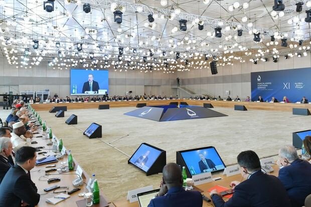 Bakıda XI Qlobal Bakı Forumu işə başlayıb, İlham Əliyev iştirak edib - YENİLƏNİB + FOTO