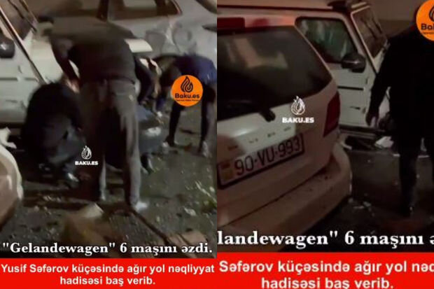 Bakıda "Galendewagen" altı maşını əzdi - VİDEO
