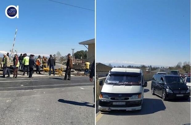 Yevlaxda dəmiryol xətti ilə kəsişən yol xəbərdarlıq edilmədən bağlanıb?