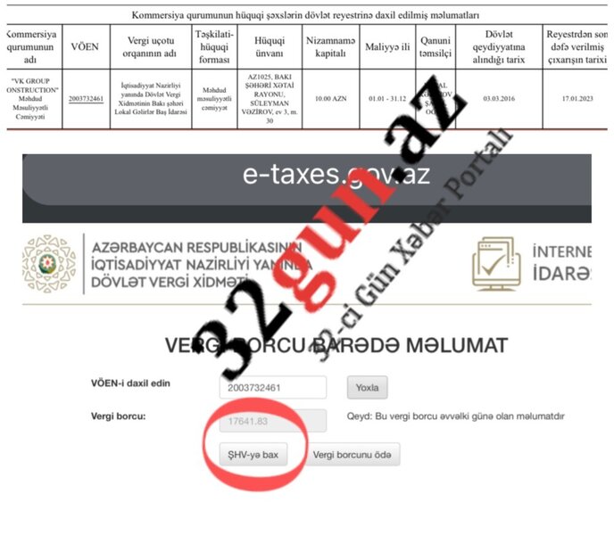 Vergi borcu olan "VK Group Construction" bu dəfə AYNA-nın tenderinin qalibi oldu