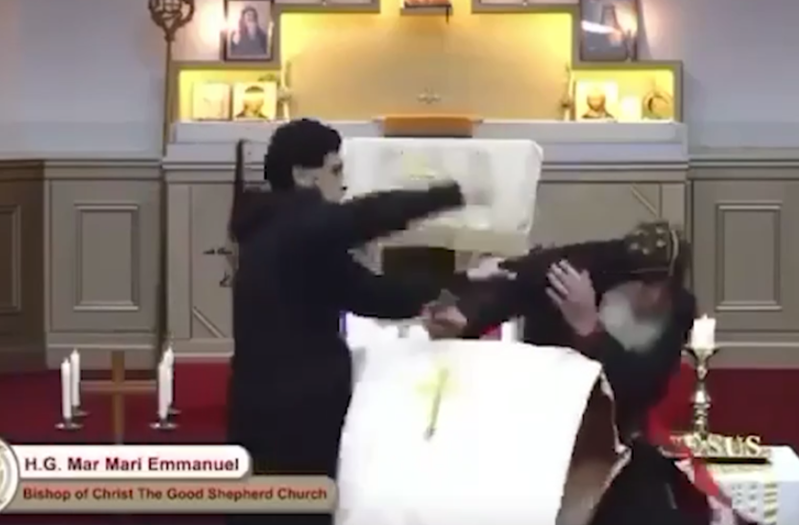 Keşiş kilsədə xütbə oxuyarkən bıçaqlandı - ANBAAN VİDEO