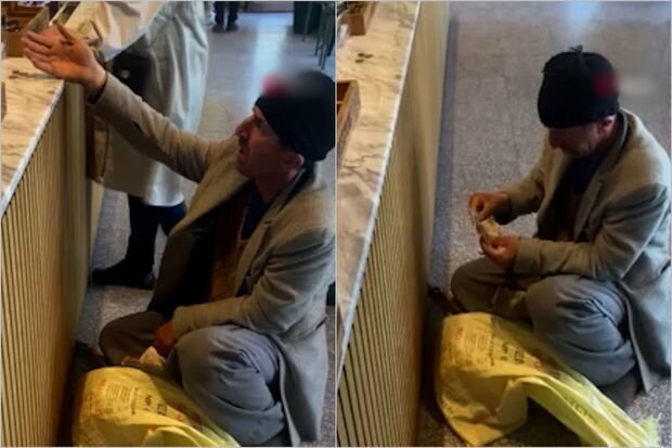 Dilənçinin yığdığı pulların miqdarı şoka saldı: Təəccübləndirən kadrlar - VİDEO