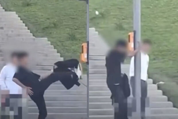 İşıqfora təpik atan yeniyetmə valideynləri ilə birlikdə polisə dəvət olunub - VİDEO