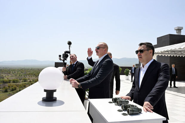 Azərbaycan və Qırğızıstan prezidentləri Ağdamda məktəbin təməlqoyma mərasimində iştirak ediblər