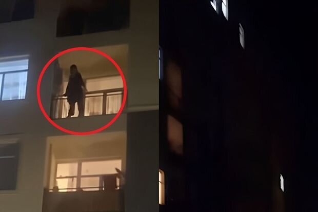 Xırdalanda həyəcanlı anlar: Qadın özünü binadan atdı - VİDEO