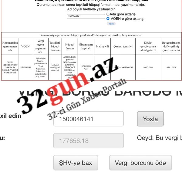 Rza Zərrabın bacısının ərinin "Baku Electronics"inin vergi borcu qalıb - 177 min manatdan çox