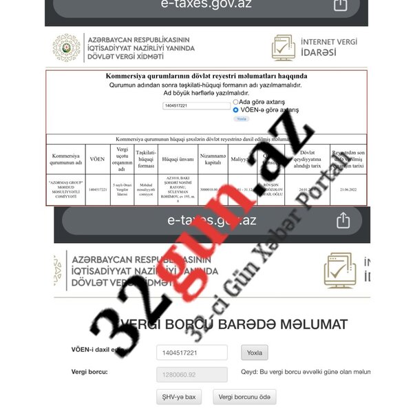 1 milyondan çox vergi borcu olan şirkət 15 gündə 4 tender müqaviləsi imzalayıb (SİYAHI + FOTOFAKT)