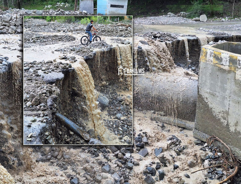 Lahıcda sakinlərin gündəlik istifadə etdiyi yol bu hala düşdü - FOTO/VİDEO