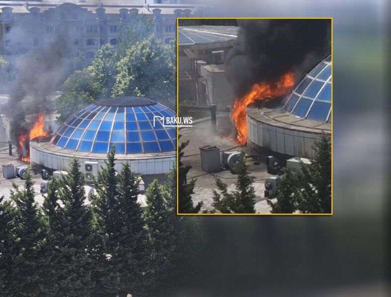 Bakıda restoran yanır - YENİLƏNİB - VİDEO