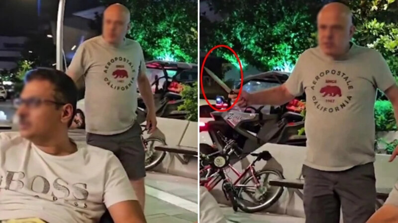 Vəziyyət getdikcə PİSLƏŞİR: Kişi əlindəki bıçaqla restoranda ərəb müştəriləri HƏDƏLƏDİ - VİDEO