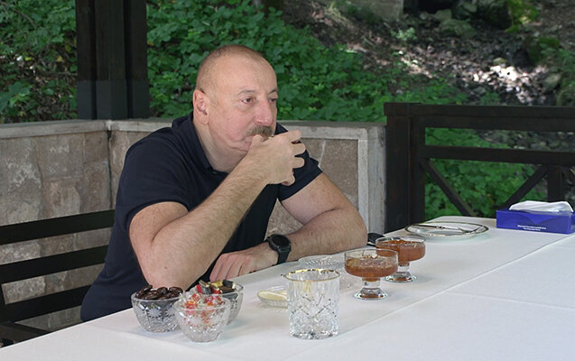 Prezident "İsa bulağı"nda çay içdi - Fotolar