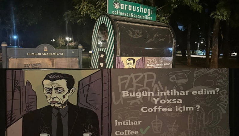 Bakıda intiharı təbliğ edərək qəhvə satırlar - FOTO