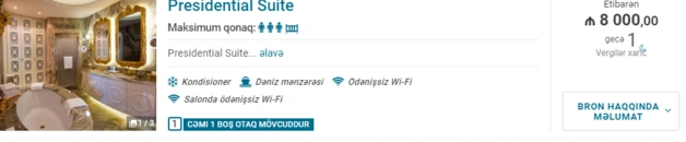 Bakıda günü 8 000 manata hotel otağı