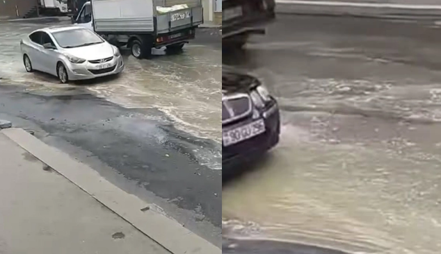 Badamdarda boru partladı: Bəzi evləri və küçələri su basdı