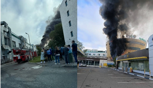 Moskvada böyük ticarət və əyləncə mərkəzində yanğın başlayıb