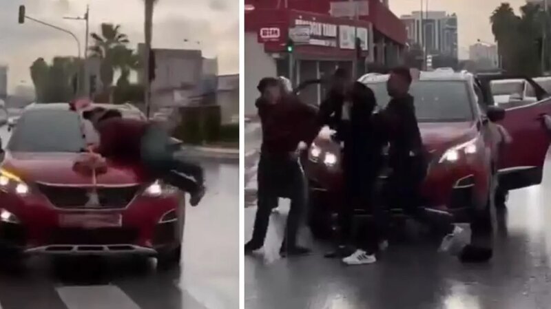 Toy maşının üzərinə atılan dilənçi döyüldü - VİDEO