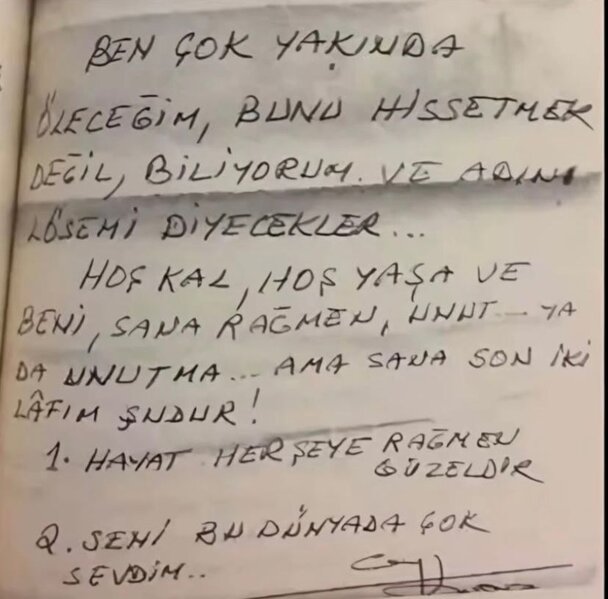 Cem Karacanın həyat yoldaşına yazdığı son məktub - FOTO