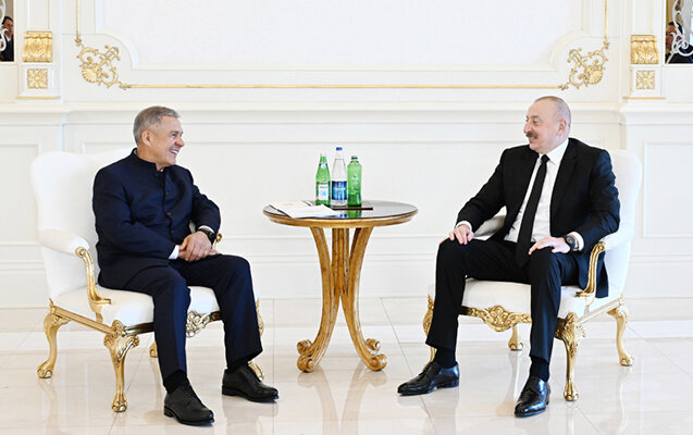 İlham Əliyev Rüstəm Minnixanovla görüşdü - Foto