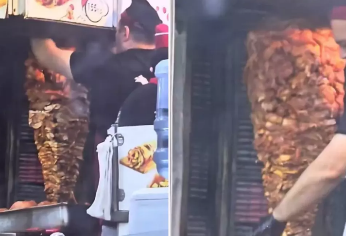 Dönərxana sahibinin bişmiş dönərə çiy ət qatdığı görüntüləndi - VİDEO