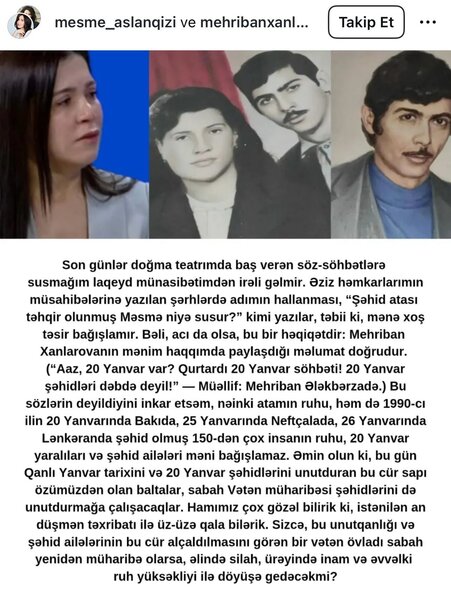 Baş rejissor şəhid qızını təhqir etdi: "İndiyə 20 Yanvar qalar?" - FOTOLAR