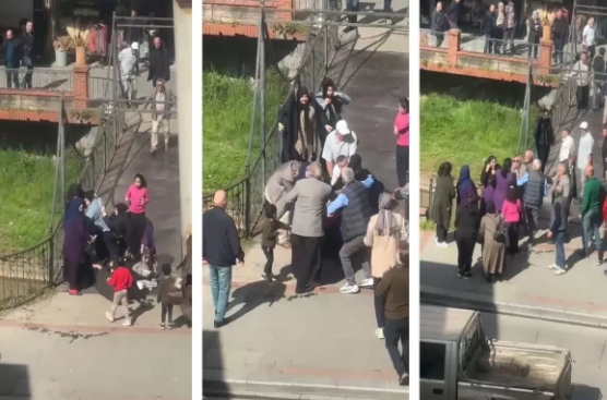 Kişilər dava edən qadınları çətinliklə ayırdı - VİDEO