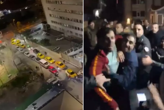 Onlarla taksi sürücüsü çubuqlarla tələbə yataqxanasına basqın etdi - VİDEO