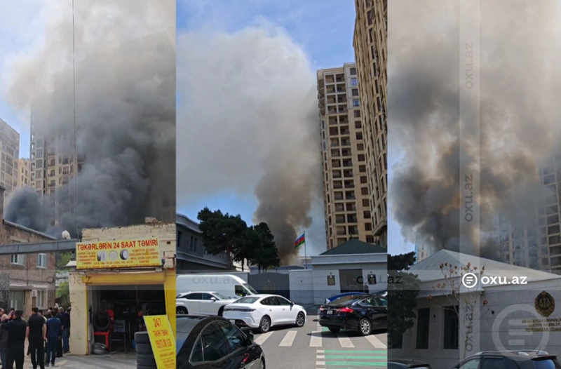 Bakının Nizami küçəsində anbar yanır: Yolda hərəkətə məhdudiyyət qoyuldu