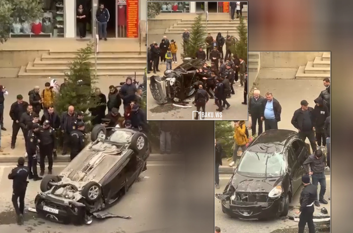 Bakıda xanım sürücünün maşını 3 dəfə fırlanıb aşdı