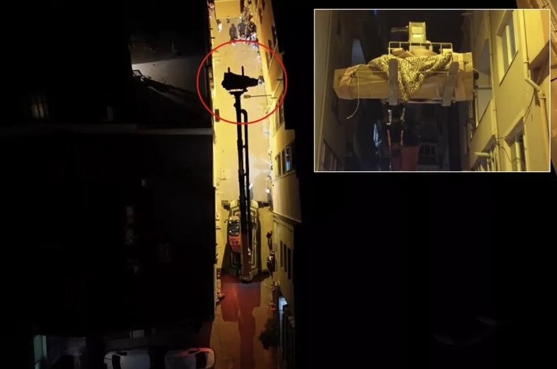 5-ci mərtəbədəki cənazənin endirilməsi üçün avtokran çağırdılar